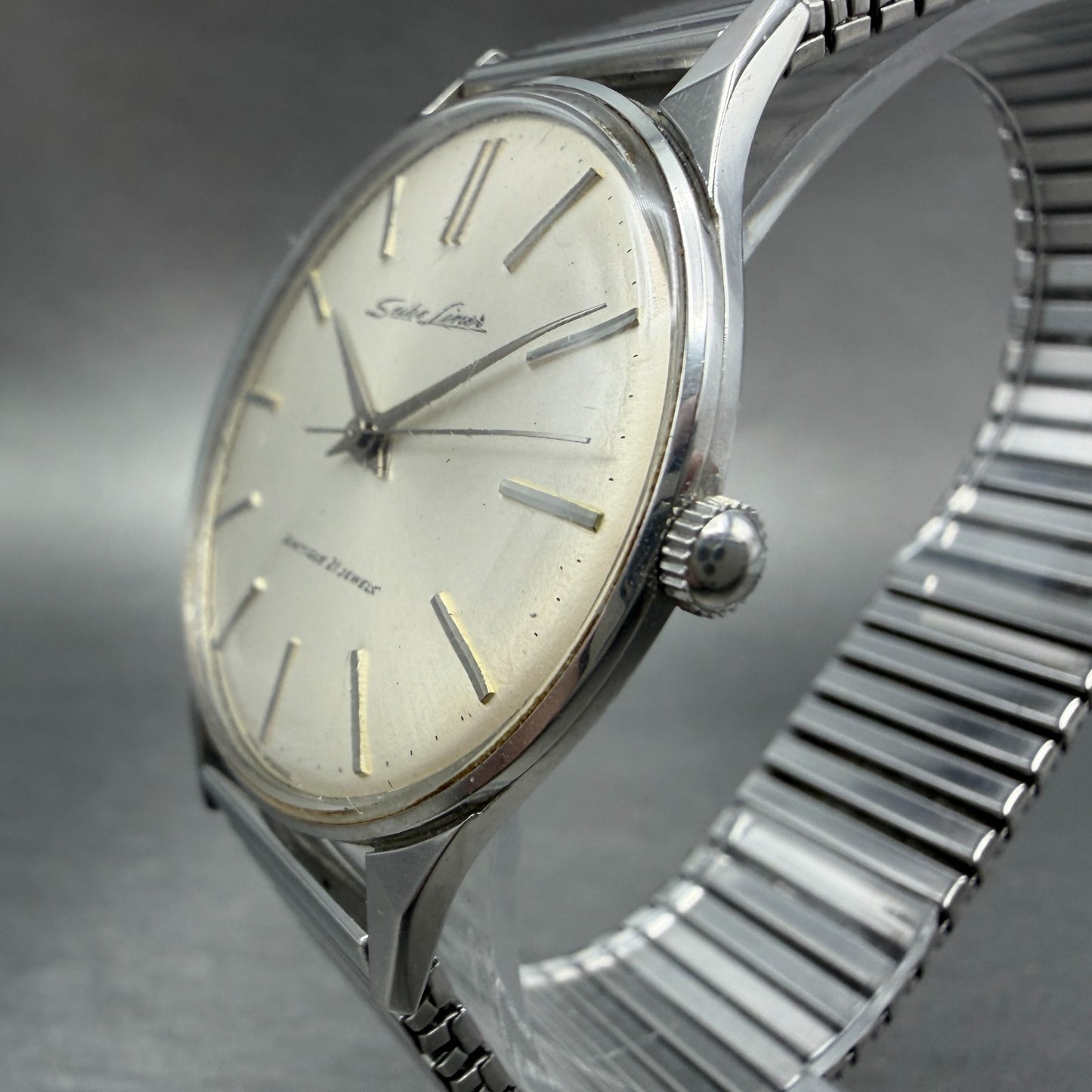 Seiko Liner Watch Men 35mm Silver Dial Silver Tone Round Manual 15016E Runs VTG2
