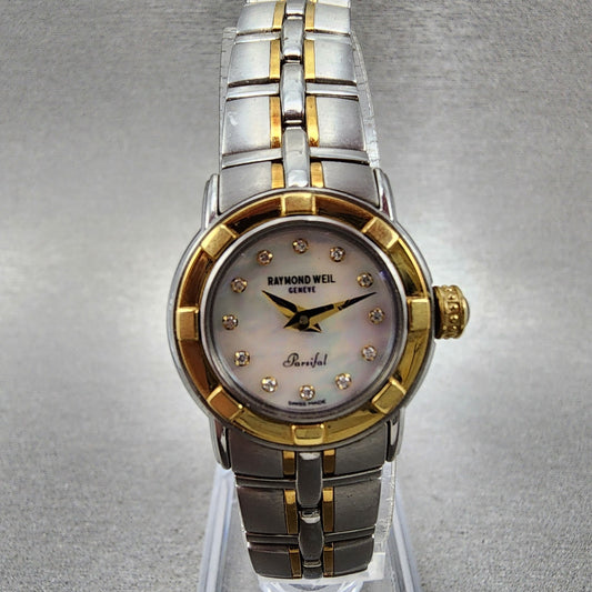 Raymond Weil Parsifal Watch Women 23mm MOP Dial Two Tone 9640 New Battery