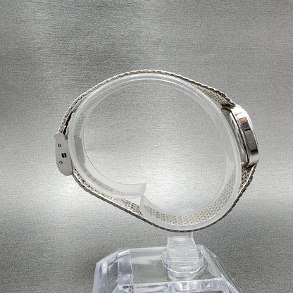 Cyma Watch Women 21mm Silver Dial Silver Tone Rectangle 706 New Battery ABC1238