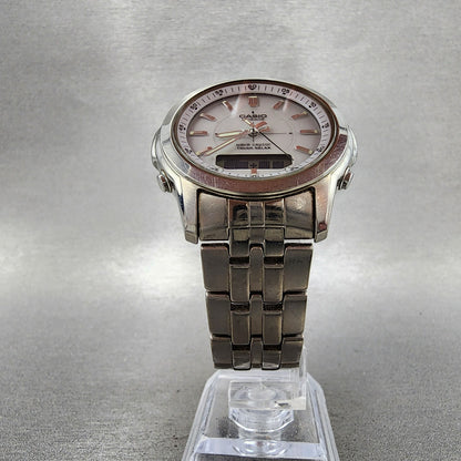 Casio Lineage Watch Men 41mm White Dial Titanium Analog Digital Solar Runs5