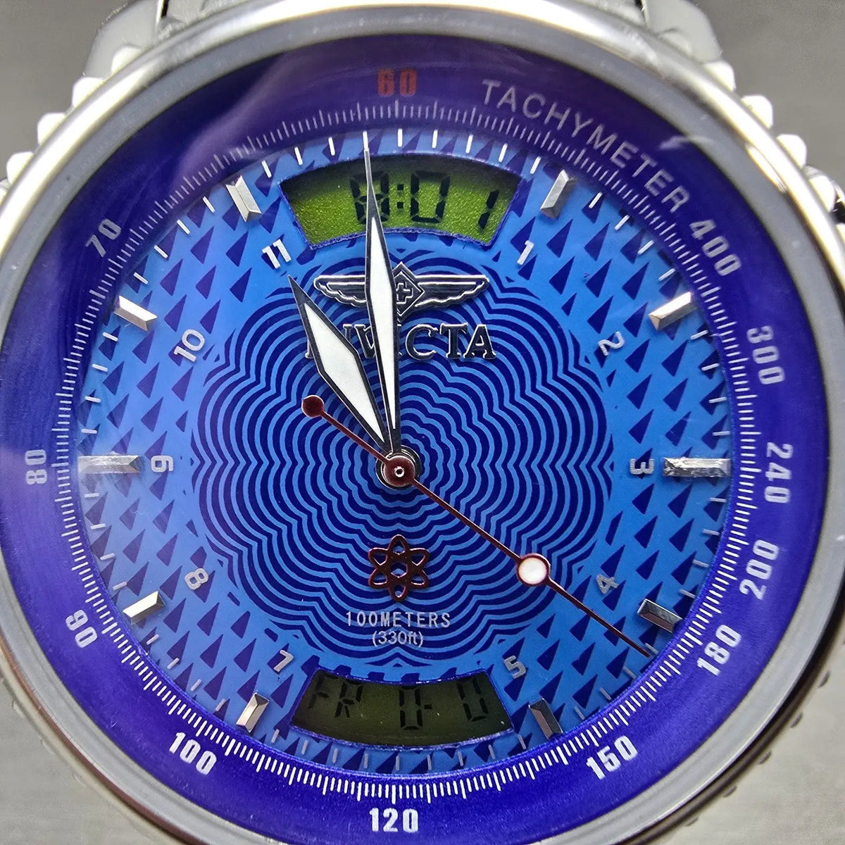 Invicta Atomic Watch Men 44mm Blue Dial Steel Chronograph 4045 New Battery LP1