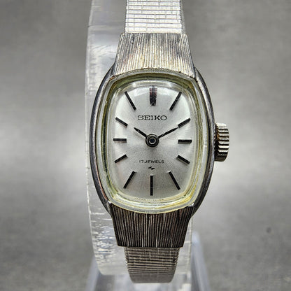 Seiko Special Watch Women 16mm Silver Dial White Gold Plated Manual 113360 Runs0