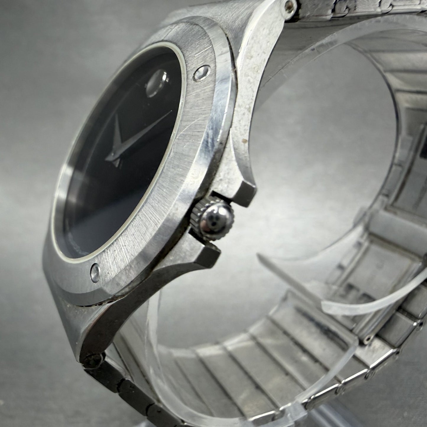 Movado Museum watch Men 34mm Black Dial Steel Round 84.65.877.2 New Battery2