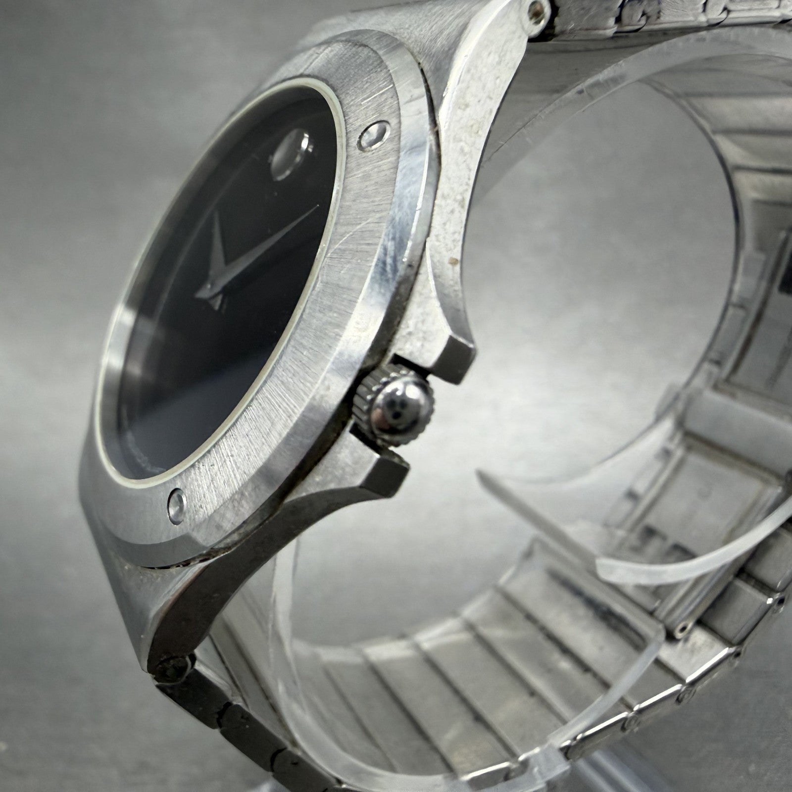 Movado Museum watch Men 34mm Black Dial Steel Round 84.65.877.2 New Battery2