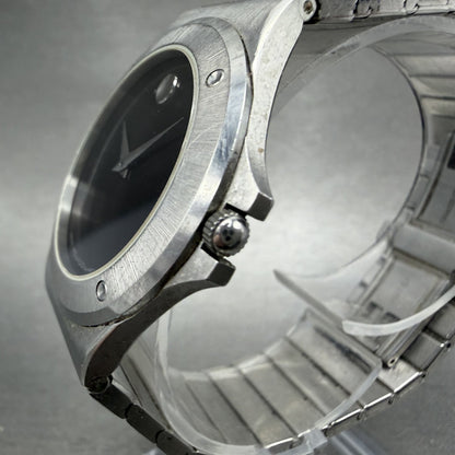 Movado Museum watch Men 34mm Black Dial Steel Round 84.65.877.2 New Battery2