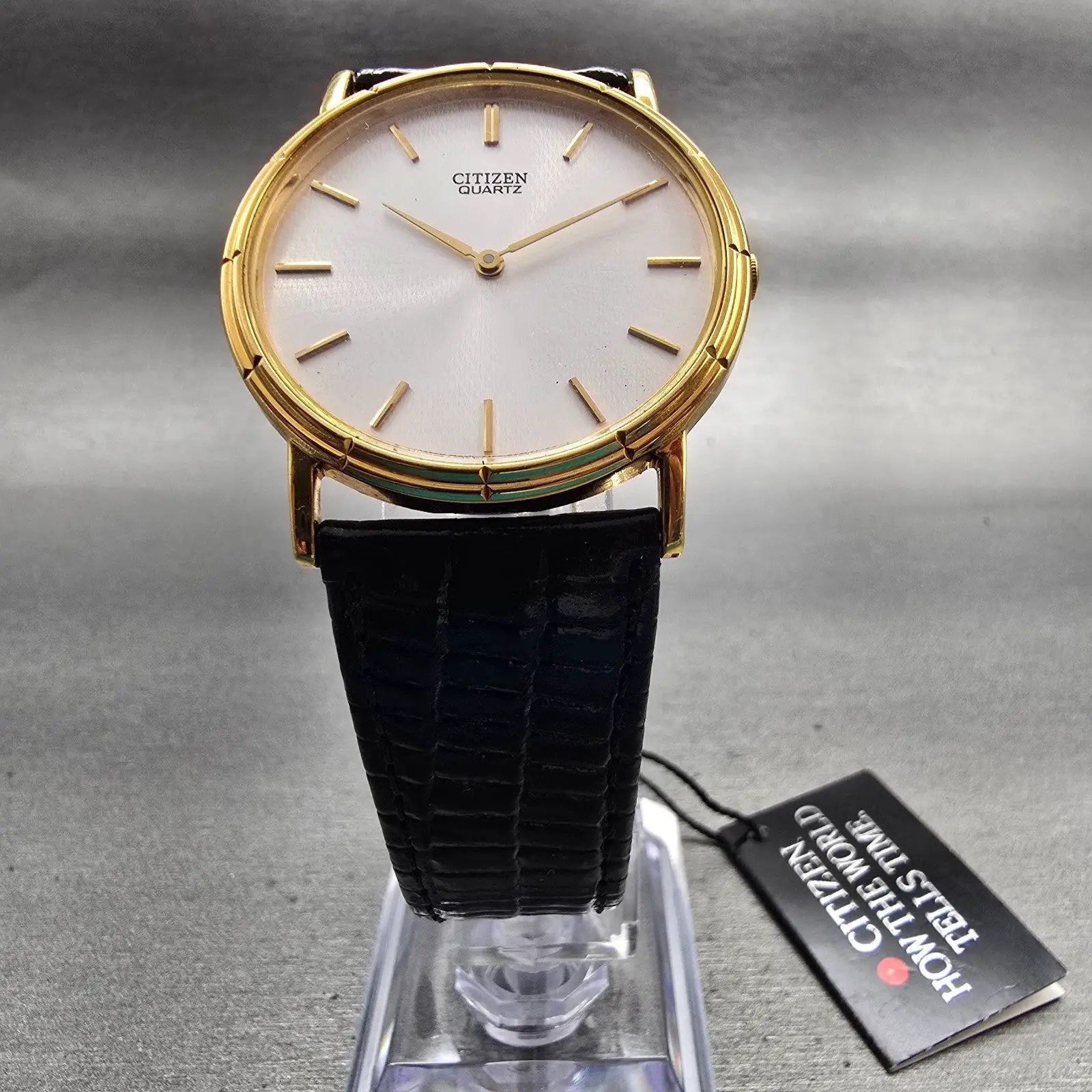 Citizen Watch Men 33mm Silver Dial Gold Tone Round 5520-K03828 New Battery NOS5