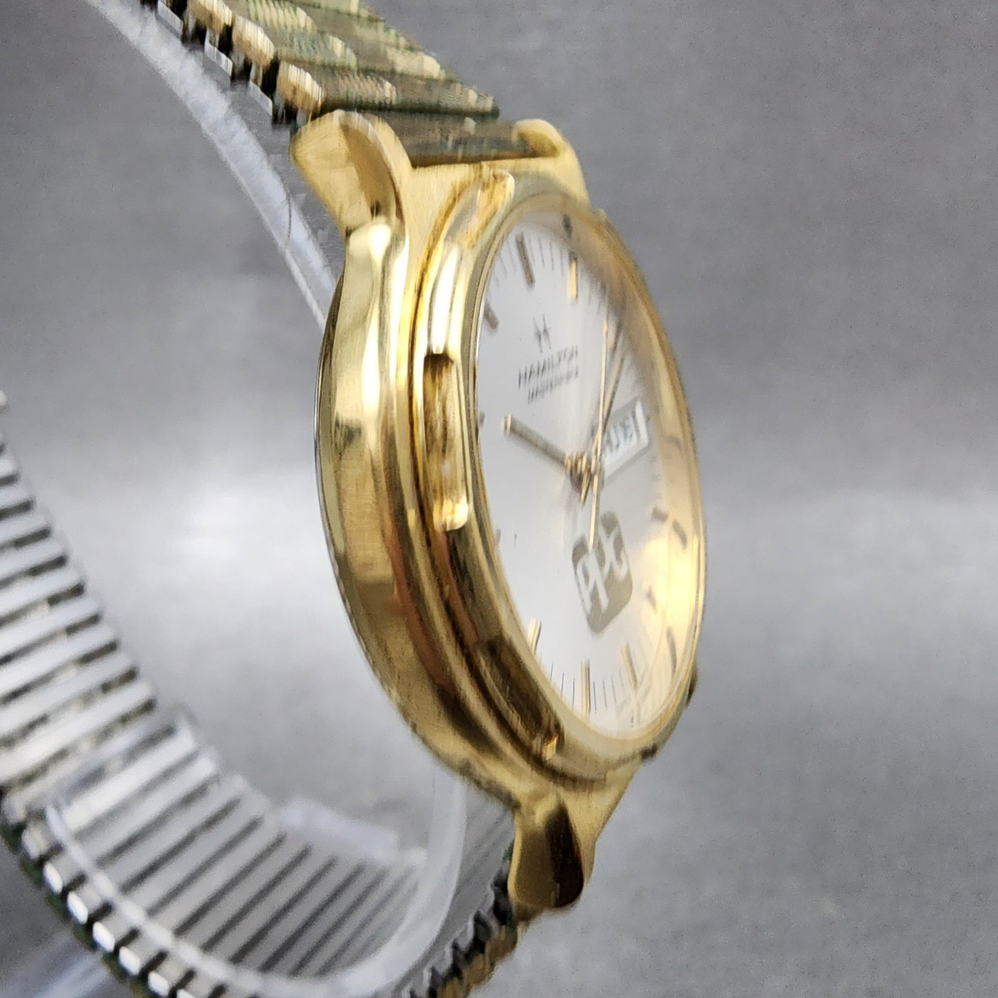 Hamilton Masterpiece Watch Men 32mm Silver Dial Gold Tone Daydate 9404C New Batt3