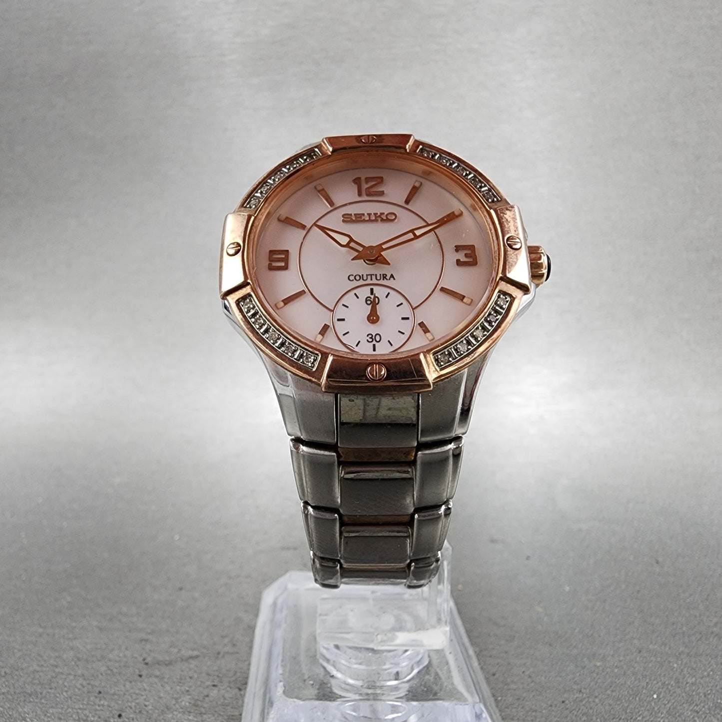 Seiko Coutura Watch Women 32mm MOP Dial Two Tone Round 6g2800g0 New Battery5