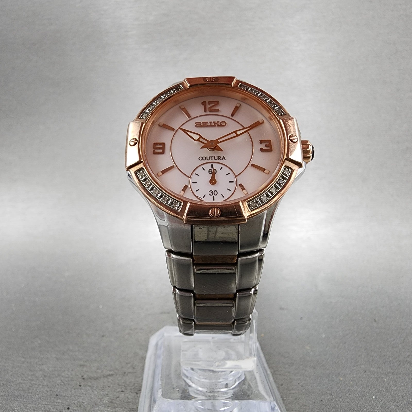 Seiko Coutura Watch Women 32mm MOP Dial Two Tone Round 6g2800g0 New Battery5