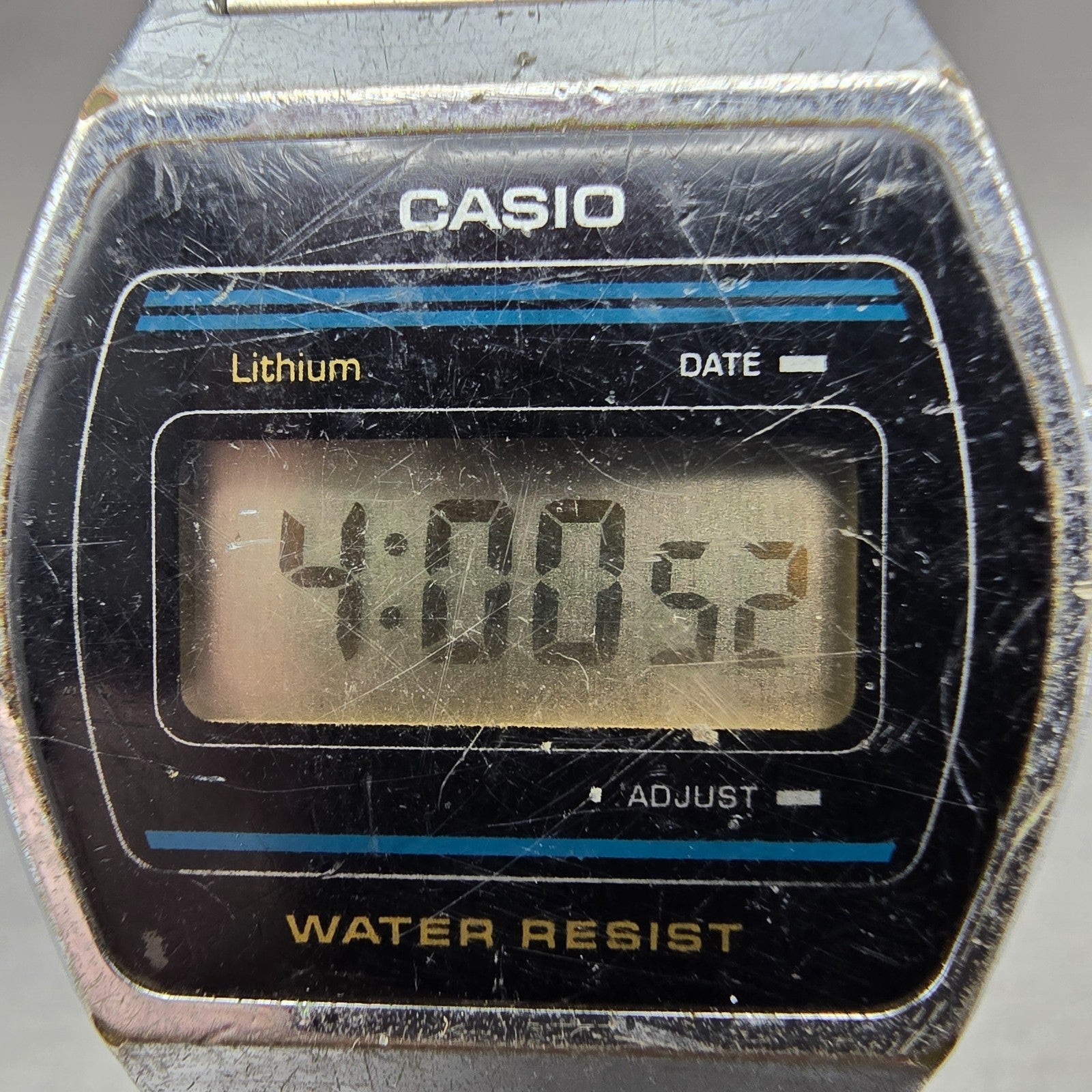 Casio B612W Watch Men 35mm Digital Silver Tone Date Hexagon New Battery 695 VTG1