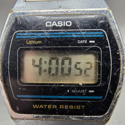 Casio B612W Watch Men 35mm Digital Silver Tone Date Hexagon New Battery 695 VTG1