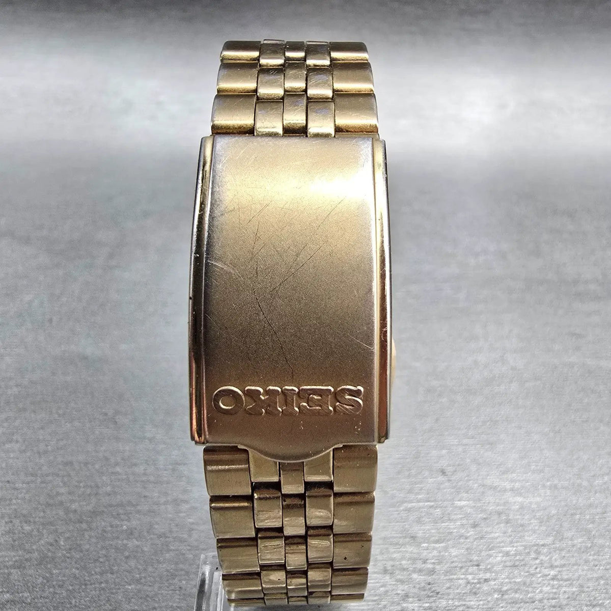 Seiko SQ Watch Men 34mm Gold Dial Gold Tone Daydate Round 5Y23-8049 New Batt JP17