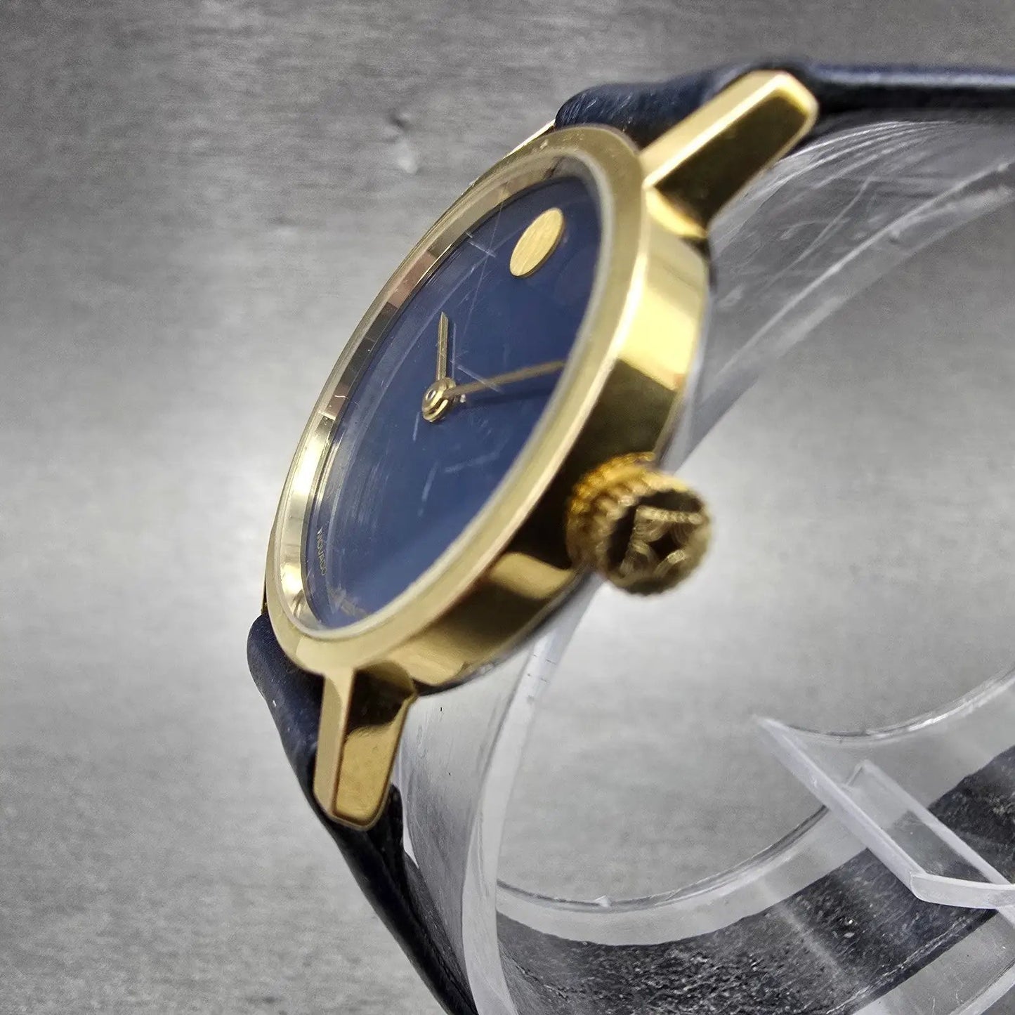 Zenith Movado Museum Watch Women 25mm Blue Dial Gold Plated Manual Wind Runs2