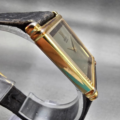 Seiko Watch Men 25mm Gray Dial Gold Tone Rectangle 6530-5399 New Battery Vintage3