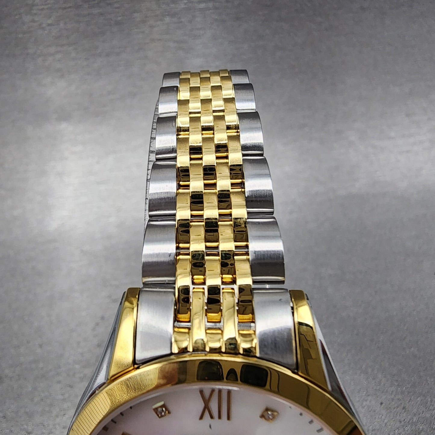 Balmain Classic R Watch Women 34mm MOP Dial Two Tone Date Round Diamond Markers4