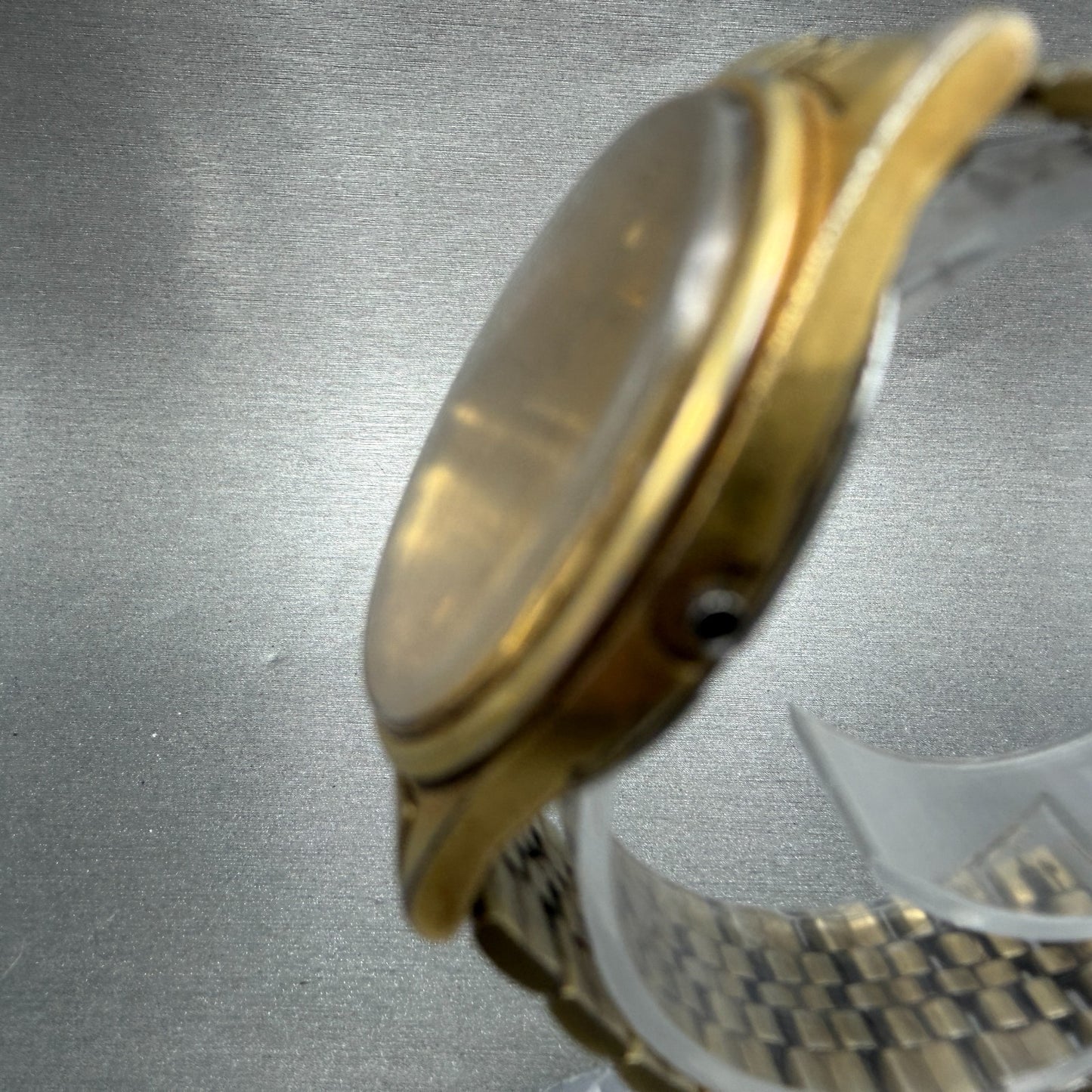 Seiko SQ Watch Men 35mm Gold Dial Gold Tone Daydate Round 5Y23-8040 PARTS VTG3