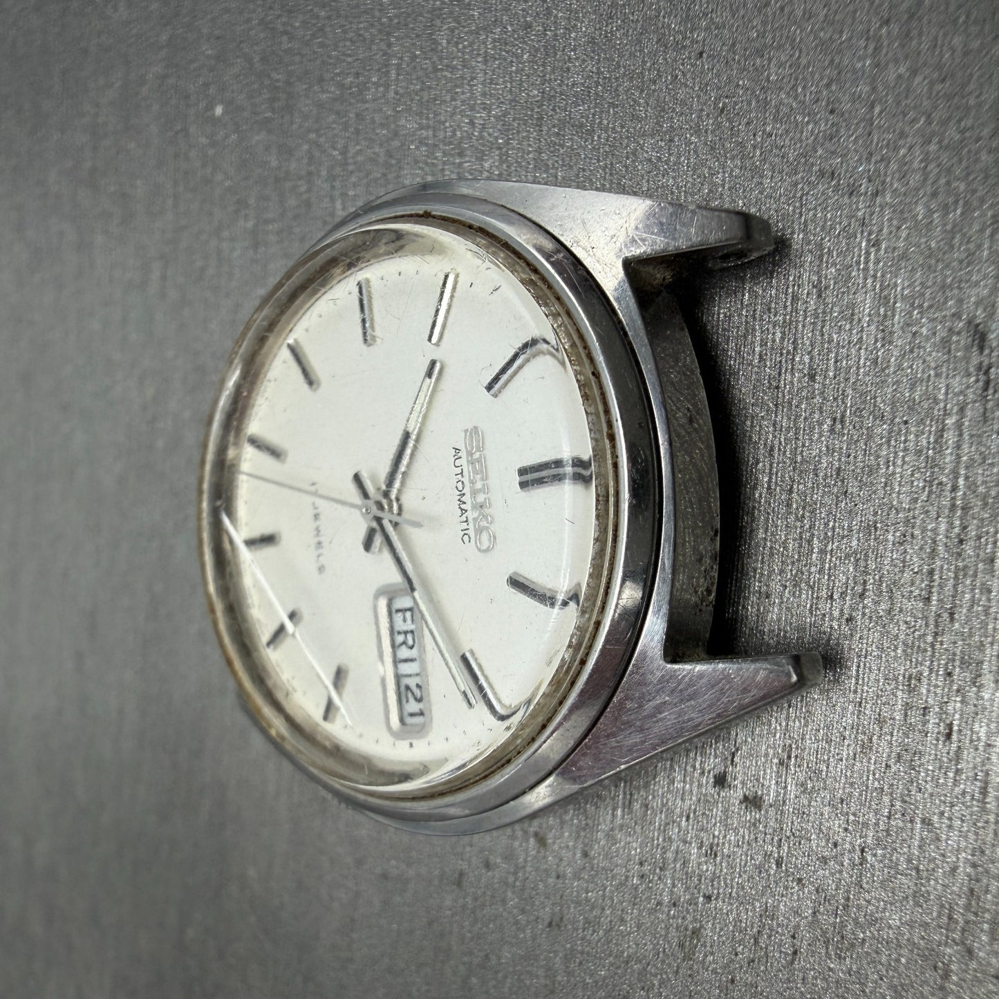 Seiko Automatic Watch Men 36mm Silver Dial Silver Tone Daydate 6309-7159 PARTS5