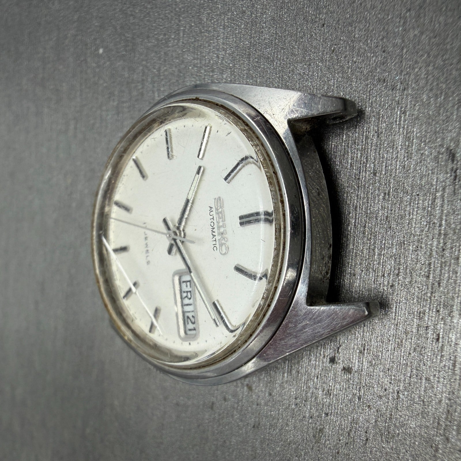 Seiko Automatic Watch Men 36mm Silver Dial Silver Tone Daydate 6309-7159 PARTS5