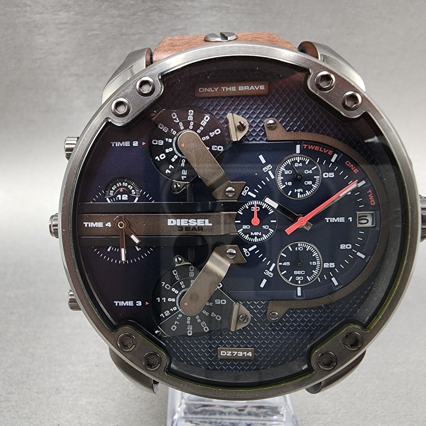 Diesel Mr Daddy 2.0 Watch Men 57mm Blue Dial Gray Tone Round DZ 7314 New Battery1