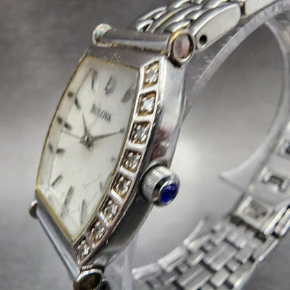 Bulova Watch Women 22mm MOP Dial Stainless Steel Tonneau 96R39 New Battery2
