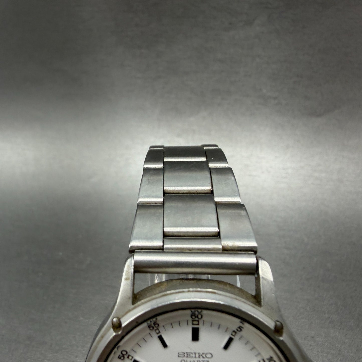 Seiko Chronos Watch Men 34mm White Dial Silver Tone Daydate 7433-7030 NewBattery4