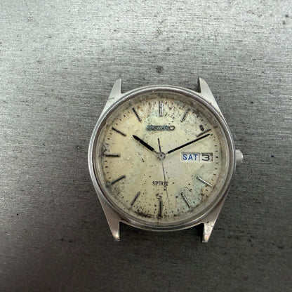 Seiko Spirit Watch Men 35mm White Dial Silver Tone Daydate 7N48-7A00 PARTS VTG0