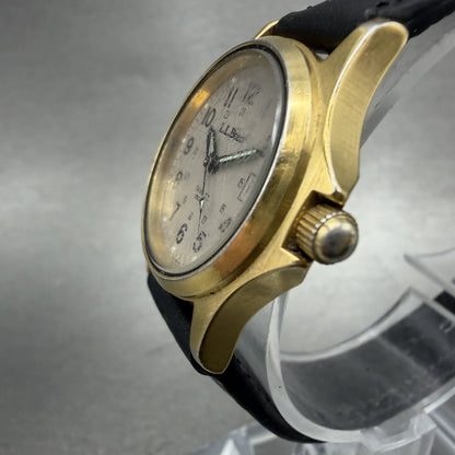 LL Bean Watch Women 27mm Gray Dial Gold Tone Date Round New Battery Vintage ABC2