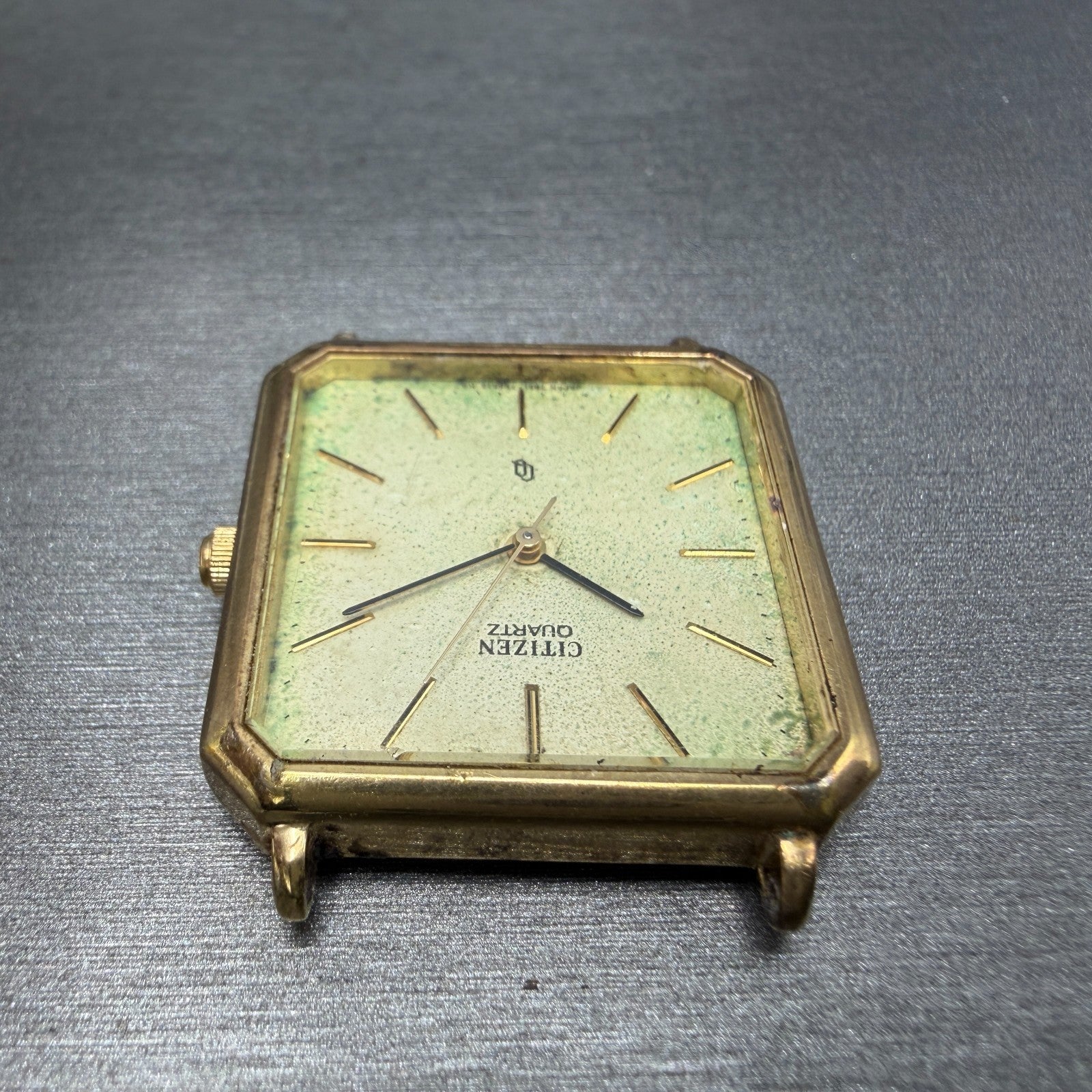 Citizen CQ Watch Men 28mm Champagne Dial Gold Tone Octagon 4-796560 PARTS5