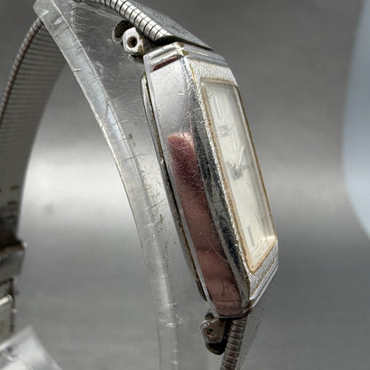 Seko Tank Watch Women 13mm Silver Dial Silver Tone 1320-6079 New Battery Vintage3