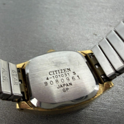 Citizen CQ Watch Women 18mm Champagne Dial Gold Tone Rectangle New Battery9