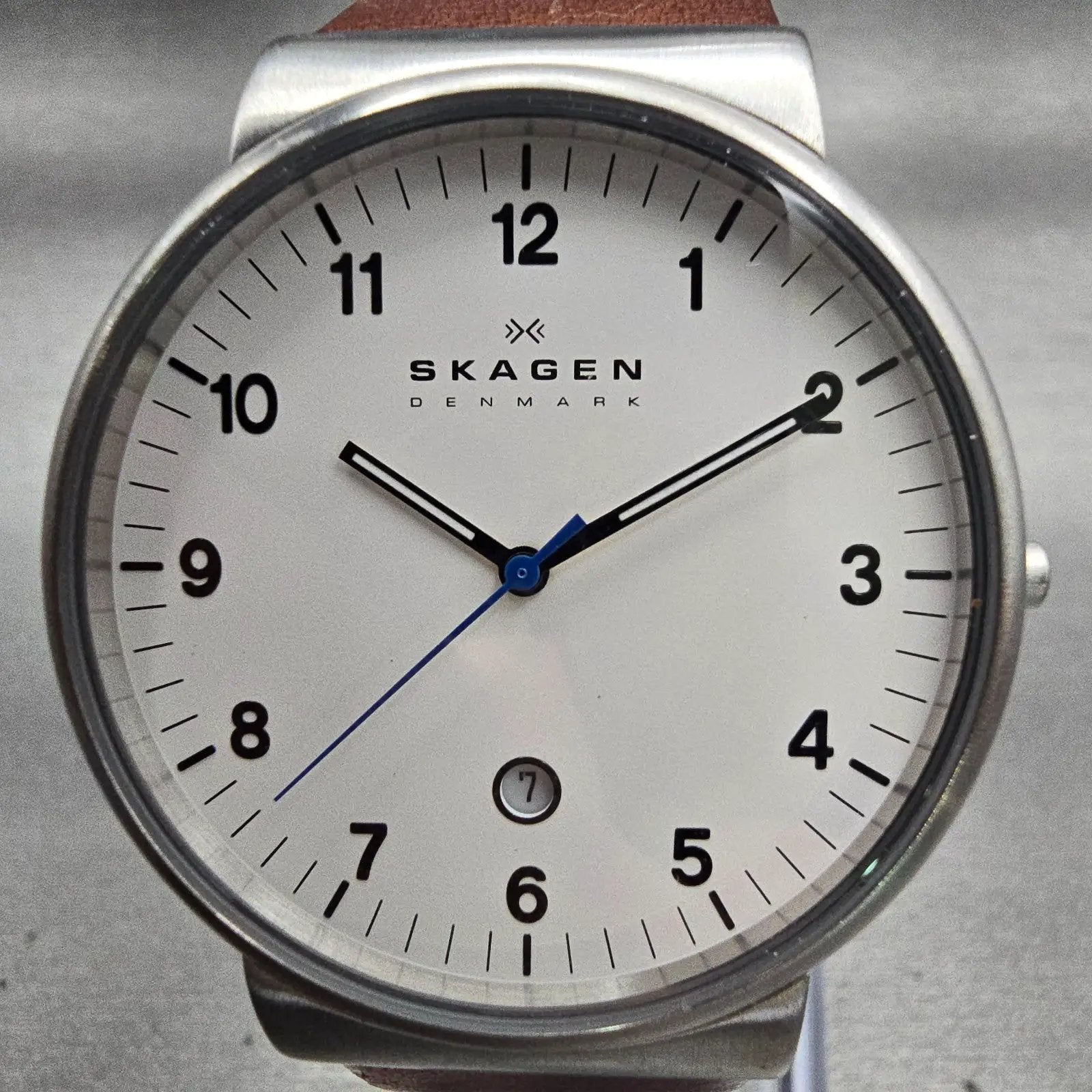 Skagen Ancher Watch Men 40mm White Dial Silver Tone Date SKW6082 New Battery1