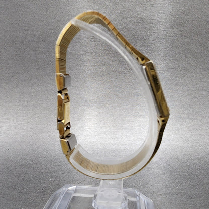 Seiko Tank Watch Women 13mm Champagne Dial Gold Tone 2e205259 New Battery8