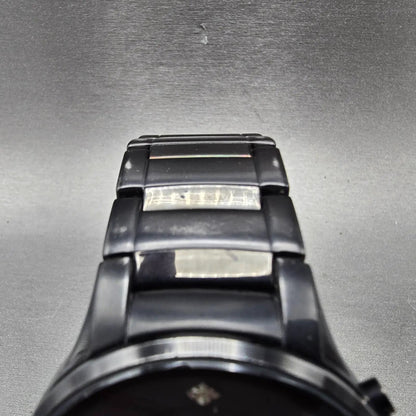 Fossil Chronograph Watch Men 43mm Black Dial Black Tone FS-4344 New Battery4
