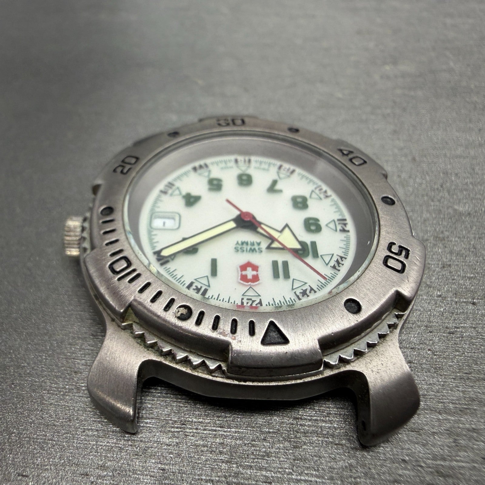 Swiss Army Sports Line Watch Men 37mm White Dial Silver Tone Date Backlight PART5