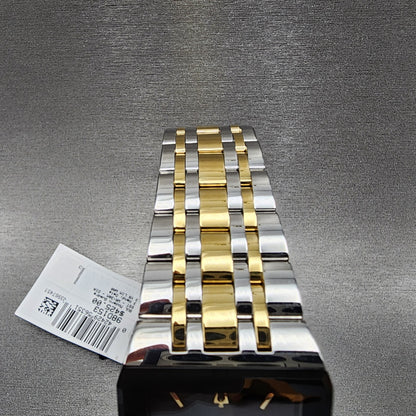 Bulova Quadra Tank Watch Women 21mm Black Dial Two Tone Rectangle 98P185 CHIPPED