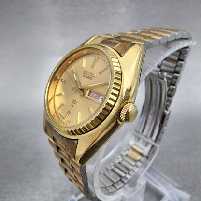 Seiko SQ Watch Women 25mm Gold Dial Gold Tone Daydate 26260159 PARTS3