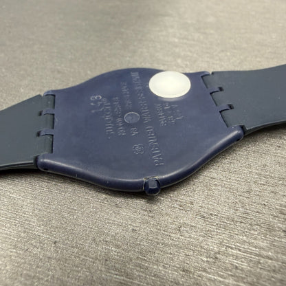 Swatch Skin Monoblue Watch Men 34mm White Dial Blue Tone Round SFN100 New Batt16