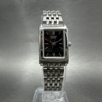 Citizen Tank Watch Women 18mm Black Dial Silver Tone Rectangle New Battery ABC5