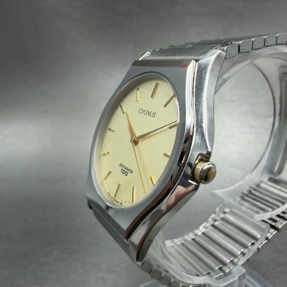 Orient  Cygnus Swimmer Watch Unisex 33mm Champagne Dial Silver Tone New Battery2