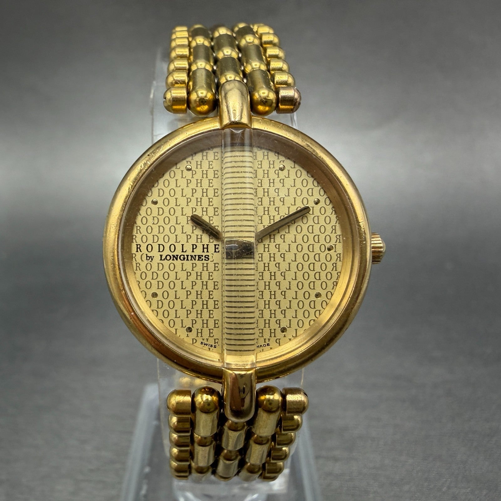 Longines Rodolphe Watch Women 24mm Gold Dial Gold Tone Round New Battery VTG0