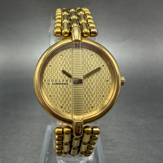 Longines Rodolphe Watch Women 24mm Gold Dial Gold Tone Round New Battery VTG0