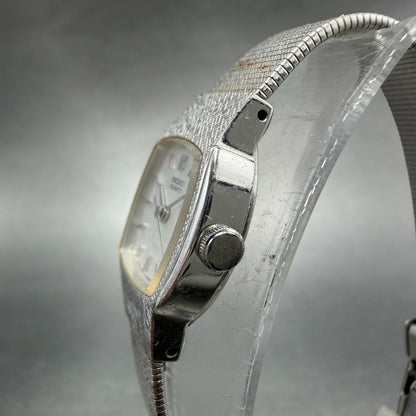 Seiko Watch Women 16mm Silver Dial Silver Tone Rectangle 2C21-5290 New Battery2