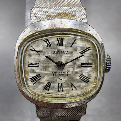 VTG Seiko Special Watch Women 18mm Silver Dial Gold Plated Rectangle Manual Wind1