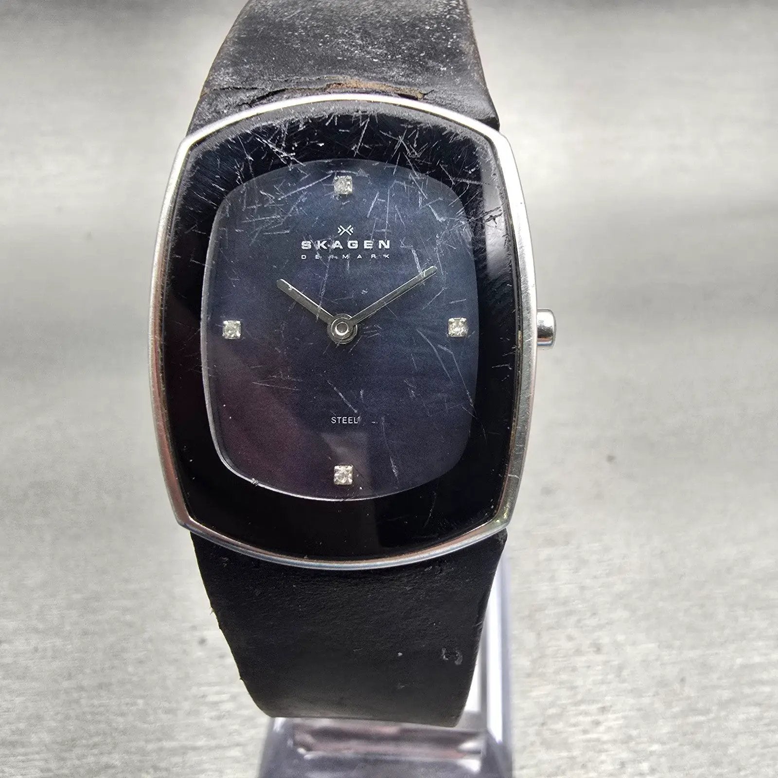 Skagen Denmark Watch Men 26mm MOP Dial Silver Tone Rectangle 649SSLB New Batt0