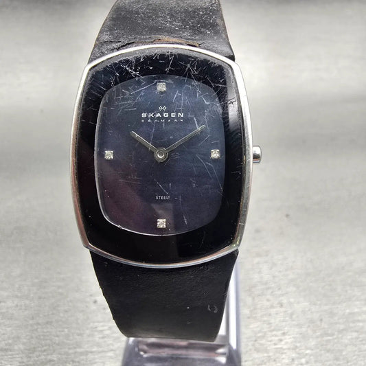 Skagen Denmark Watch Men 26mm MOP Dial Silver Tone Rectangle 649SSLB New Batt0