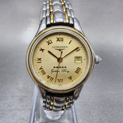 Longines Golden Wing Watch Women 26mm Champagne Dial Two Tone Date New Battery0