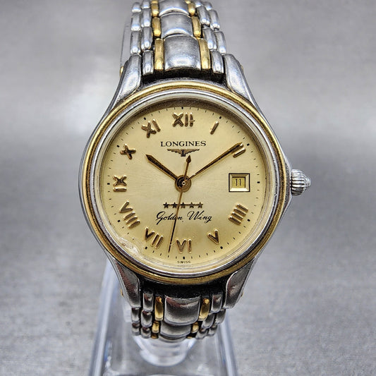 Longines Golden Wing Watch Women 26mm Champagne Dial Two Tone Date New Battery0