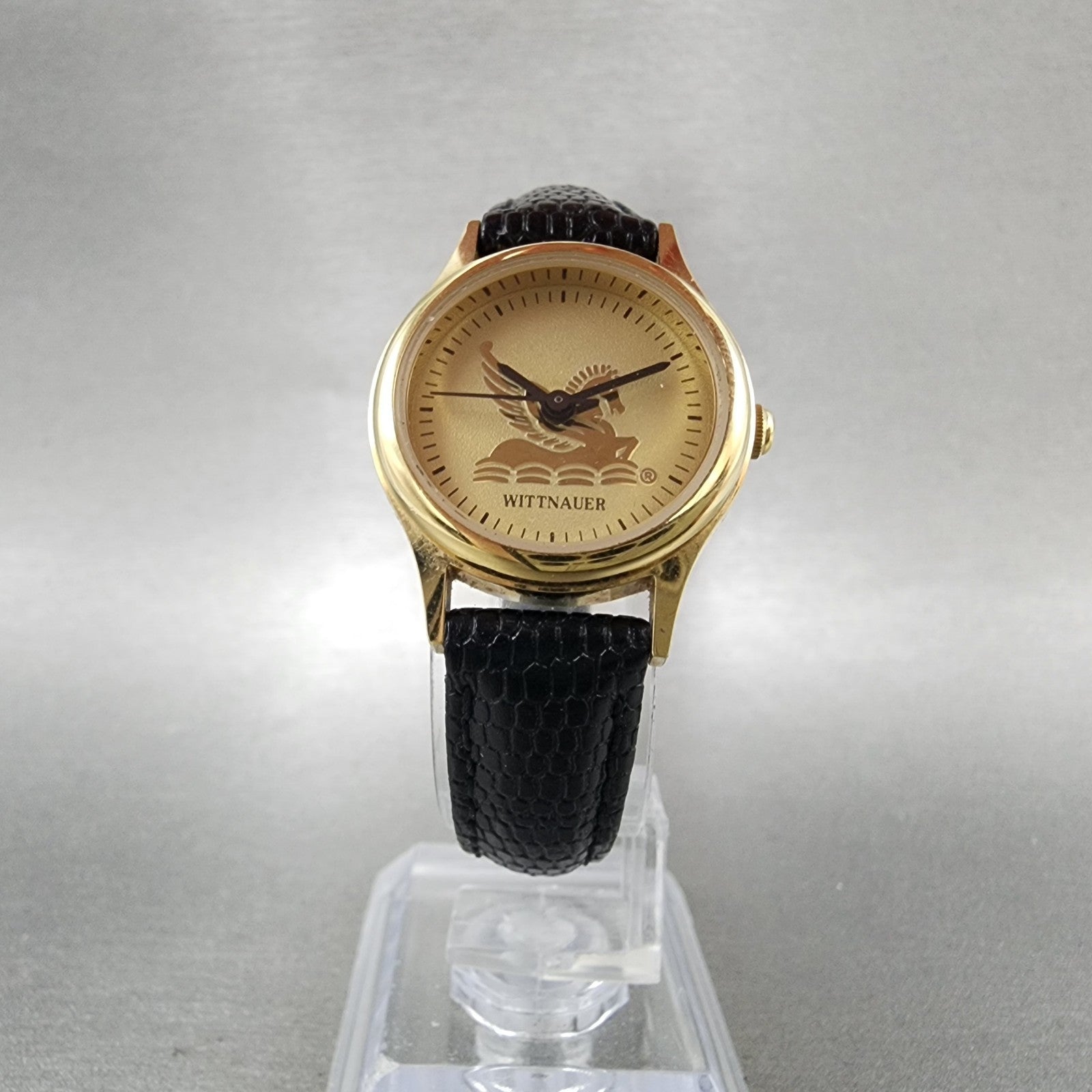 Wittnauer Pegasus Watch Women 24mm Champagne Dial Gold Tone Round New Battery5