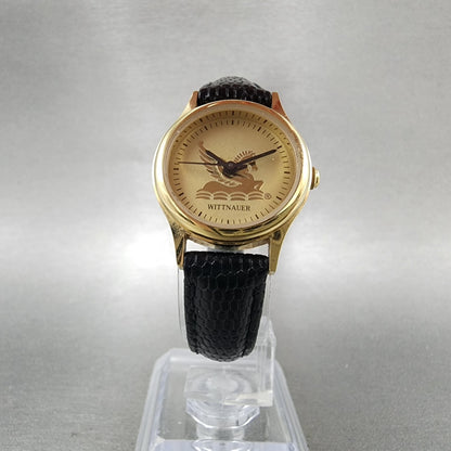 Wittnauer Pegasus Watch Women 24mm Champagne Dial Gold Tone Round New Battery5
