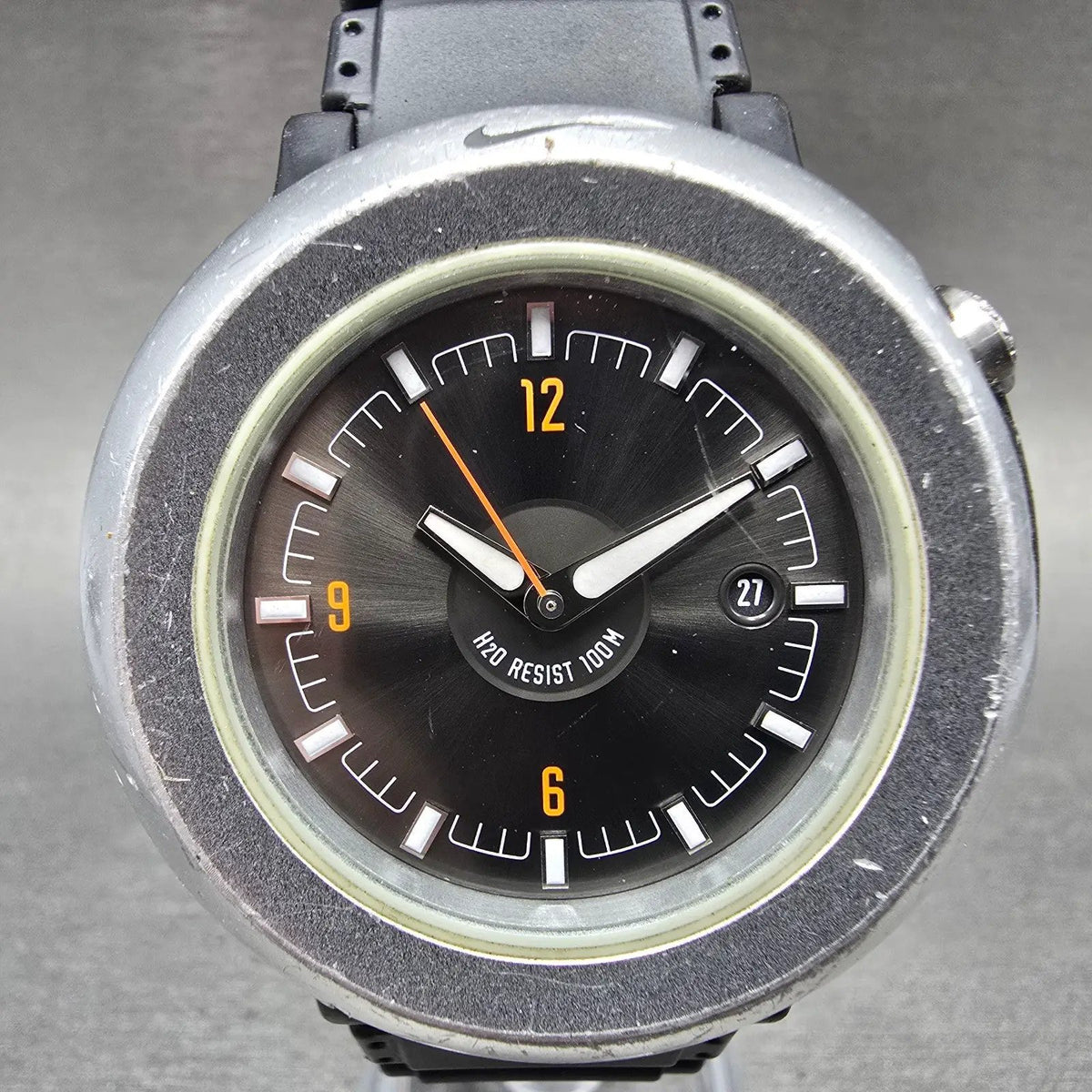Nike Oregon Watch Men 45mm Black Dial Aluminum Date Round WA0021 New Battery1